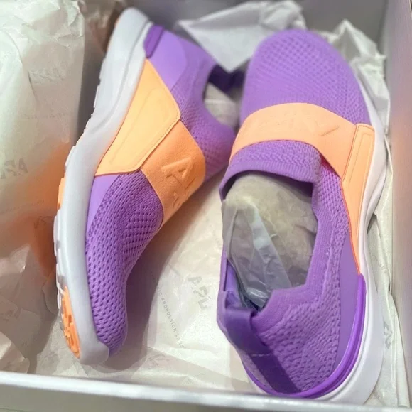NEW APL Athletic Propulsion Labs Size 7.5 Women’s TechLoom Purple & Neon Peach - Picture 3 of 5